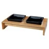 Trixie Bowl rinkinys, keramikos / medžio, 2 × 0,2 l, 28 × 5 × 15 cm, dubenys: juoda