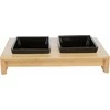 Trixie Bowl rinkinys, keramikos / medžio, 2 × 0,2 l, 28 × 5 × 15 cm, dubenys: juoda