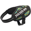Julius-K9 IDC Powerharness Leopard – Atspindinti šunų petnešėlė, geltonos ir turkio spalvos raštas, dydis Baby 2