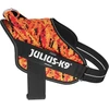 Julius-K9 Power & More Pixeljuice diržas – XXL Reguliuojamas šunų diržas su adaptuojančiu pavadėlio laikikliu, oranžiniai pikseliai