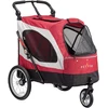 Show Tech Petstro Didelis 3 ratų vežimėlis – tvirtas raudonas ir pilkas vežimėlis, talpa iki 45kg