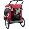 Show Tech Petstro Didelis 3 ratų vežimėlis – tvirtas raudonas ir pilkas vežimėlis, talpa iki 45kg