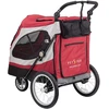 Show Tech Petstro Didelis 3 ratų vežimėlis – tvirtas raudonas ir pilkas vežimėlis, talpa iki 45kg