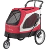 Show Tech Petstro Didelis 3 ratų vežimėlis – tvirtas raudonas ir pilkas vežimėlis, talpa iki 45kg