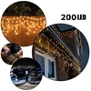 200 LED 8 Metrai lempučių lauko girlianda Varvekliai su baltu laidu, Šiltai baltos spalvos Flash