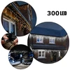 300 LED 15 Metrai lempučių lauko girlianda Varvekliai su baltu laidu, Šiltai baltos spalvos Flash