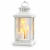 Baltas dekoratyvinis žibintas su trimis LED žvakėmis 10764, 20 cm