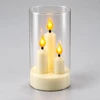Trijų liepsnelių LED žvakė skaidriame cilindre 10750, 15 cm
