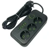 Prailgintuvas 3 kontaktų + 3USB+ 1 Type-C 2 m ES kištukinis maitinimo prailginimo laidas 2M su 3 AC lizdais ir 3 USB ir 1 Type C