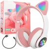 Bluetooth ausinės Cat ears LED, rožinės