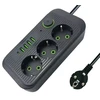 Prailgintuvas 3 kontaktų + 3USB+ 1 Type-C 2 m ES kištukinis maitinimo prailginimo laidas 2M su 3 AC lizdais ir 3 USB ir 1 Type C