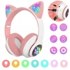 Bluetooth ausinės Cat ears LED, rožinės
