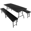 Lauko baldų komplektas Sulankstomas sodo baldų komplektas, stalas 180 cm + 2 suolai, juodi