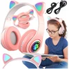 Universalios belaidės ausinės vaikams su katės ausimis, LED, bluetooth
