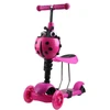 Vaikiškas balansinis paspirtukas su stūmimo rankena Scooter 5in1, rožinis