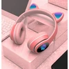 Vaikiškos ausinės katytės ausytės su bluetooth rožinės