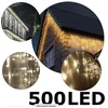 Varveklių girlianda skirta laukui, 500LED, šiltai baltos spalvos, 25m., flash