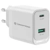 Conceptronic ALTHEA20W45 2 prievadų 45 W GaN USB PD įkroviklis, USB-C x 1, USB-A x 1, QC 3.0, PPS, PD 3.0, skirtas naudoti patalpose, AC, 20 V, baltas