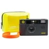 Dubblefilm Dviguba filmavimo kamera Juodas 35 mm su blykste ir dėklu