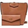Guess, Brenton, Ecological leather, Textile Bag, Rigid structure, Caramel, 6432, For Women, 22 x 18 x 9 cm
