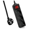helos Steckdosenleiste CLASSIC, 3-fach, juodas, 1,5m, mit Schalter