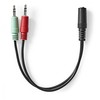 Kabelis Nedis 3.5mm na 2x 3.5mm 0,12 m Juodas (CAGB22160BK02)
