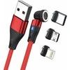 USB laidas Realpower USB-A - USB-C + microUSB + Lightning 1 m Raudona (439633)