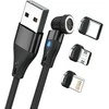 Kabelis USB Realpower Magnetic cable 3 Amp,20cm,juodas mit Adaptern