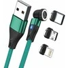 USB kabelis Realpower USB-A - USB-C + microUSB + Lightning 2 m Žalias (439645)