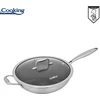 NERŪDIJANČIO PLIENO WOK LINIJA + STIKLINIS DANGTELIS 30X8,5 CM, 4,5 L, TITANIUM 3, COOKING BY HEINNER