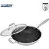 NERŪDIJANČIO PLIENO WOK LINIJA + STIKLINIS DANGTELIS 30X8,5 CM, 4,5 L, TITANIUM 3, COOKING BY HEINNER