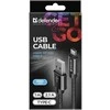 Defender USB AM-TYPE C 1,0m 2.1A Juodas