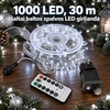 1000 LED, 30 m šaltai balta LED girlianda