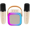 Karaoke kolonėlė su mikrofonais (Bluetooth, LED apšvietimas) Rožinė