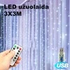 LED USB Užuolaida - Girlianda, šaltai balta