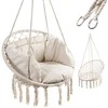 Boho stiliaus pakabinamas krėslas su pagalvėle 80 cm | 150 kg | spalva: ecru