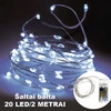Šaltai balta LED girlianda, 20 LED, 2 m AA