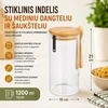 Stiklinis indas su mediniu dangteliu ir šaukšteliu