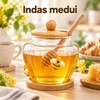 Stiklinis indelis medui su mediniu šaukšteliu 450 ml
