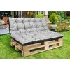 Aio Factory Sodo pagalvėlių komplektas 120/80 cm + 120/40 cm, vandeniui atsparus palečių suoliukas, šviesiai pilkas