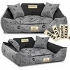 Aio Factory Šuns guolis KINGDOG voljeras 75x65 cm, personalizuotas, vandeniui atsparus, kaulai, juodos spalvos