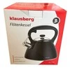 Klausberg KB-7208 3L juodas INOX nerūdijančio plieno virdulys su švilpimu