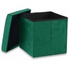 Leobert Žalias aksominis pufas 30x30x30 cm sulankstomas organizatorius su erdvia daiktadėže