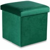 Leobert Žalias aksominis pufas 30x30x30 cm sulankstomas organizatorius su erdvia daiktadėže
