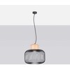 Sollux Lighting GABBIA pramoninis pakabinamas šviestuvas su plienu, mediniu dangčiu, E27 lizdu, 35/55 cm, reguliuojamas