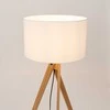 Sollux Lighting Ispaniškos oranžinės spalvos NATT stalinė lempa, 40/25 audinio gaubtas, natūrali mediena, 15 W LED