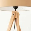 Sollux Lighting Ispaniškos oranžinės spalvos NATT stalinė lempa, pilkšvai ruda, natūrali mediena, 40 x 25 cm, E27 lizdas