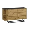 Target Home Komoda su 6 stalčiais ant palėpės stiliaus kojelių, juoda