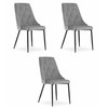 VALORA IMOLA kėdė - modernus šviesiai pilkas aksomas, ergonomiškas dizainas, 3 vnt.