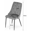 VALORA IMOLA kėdė - modernus šviesiai pilkas aksomas, ergonomiškas dizainas, 3 vnt.